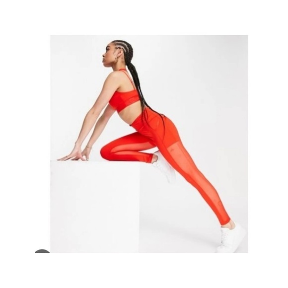 IVY PARK ADIDAS Red Mesh High Neck Sports Bra High Rise Leggings 2 Piece Set 1XL - Picture 2 of 16